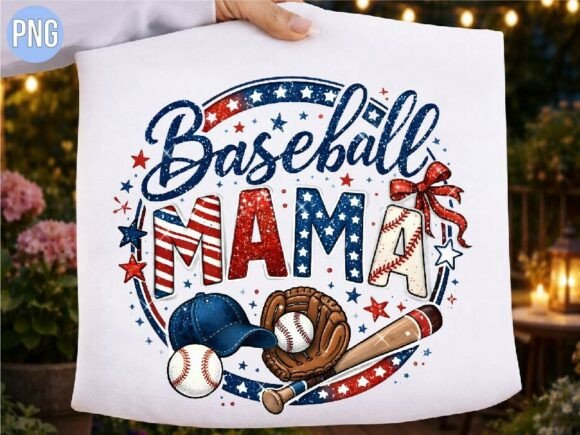 Celebrating Game Day Pride with the Baseball Mama Patriotic Ribbon PNG Shirt Design