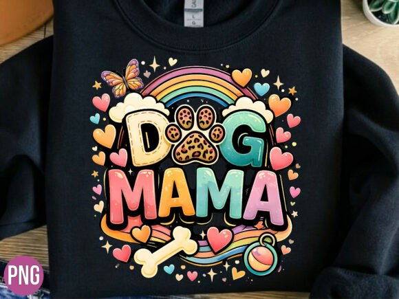 Elevate Designs with Dog Mama Rainbow Heart Paw Shirt PNG