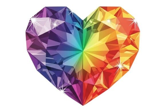 Rainbow Heart Gem Illustration Guide