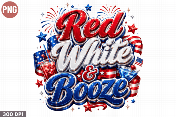 Red White and Booze 4th July PNG: A Festive Design Essential