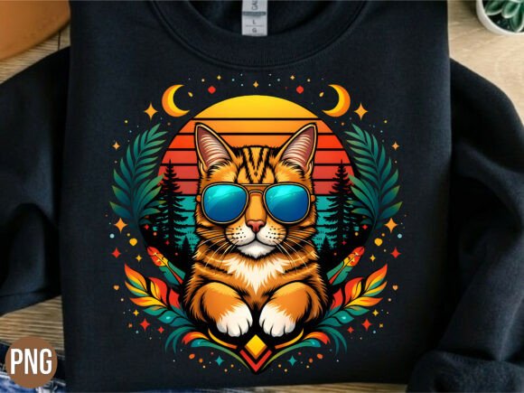 Retro Cool Cat Sunglasses Horizon PNG: A Design Essential