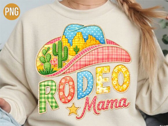 Retro Quilt Patchwork Rodeo Mama PNG Design