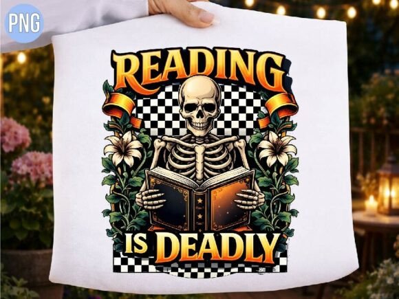 Retro Reading is Deadly Skeleton PNG Guide