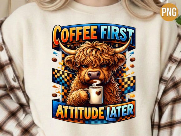 Unlocking Creative Potential with the Highland Cow Coffee First Attitude PNG